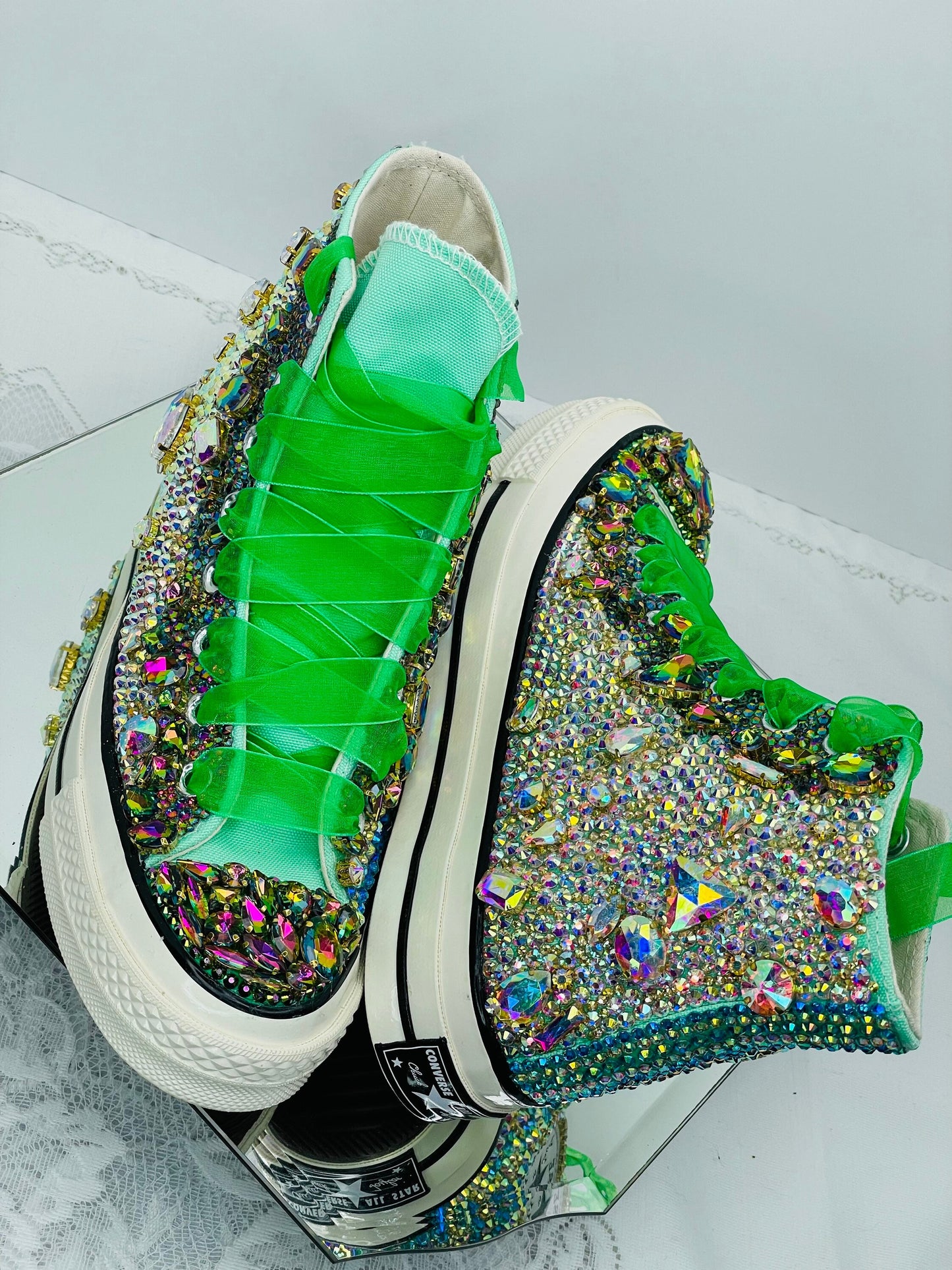 Miami Carnival Blinged High-Top Converse!! Bling Bedazzle Sneakers
